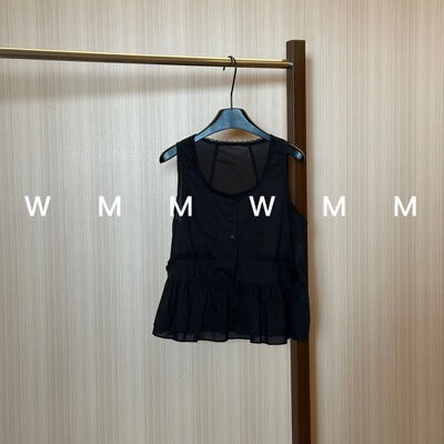 WMM法式荷叶边无袖背心女新款休闲百搭韩版时尚气质舒适显瘦上衣