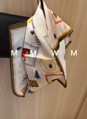 WMM邮票马车印花丝巾女新款休闲百搭韩版时尚气质舒适显瘦围巾