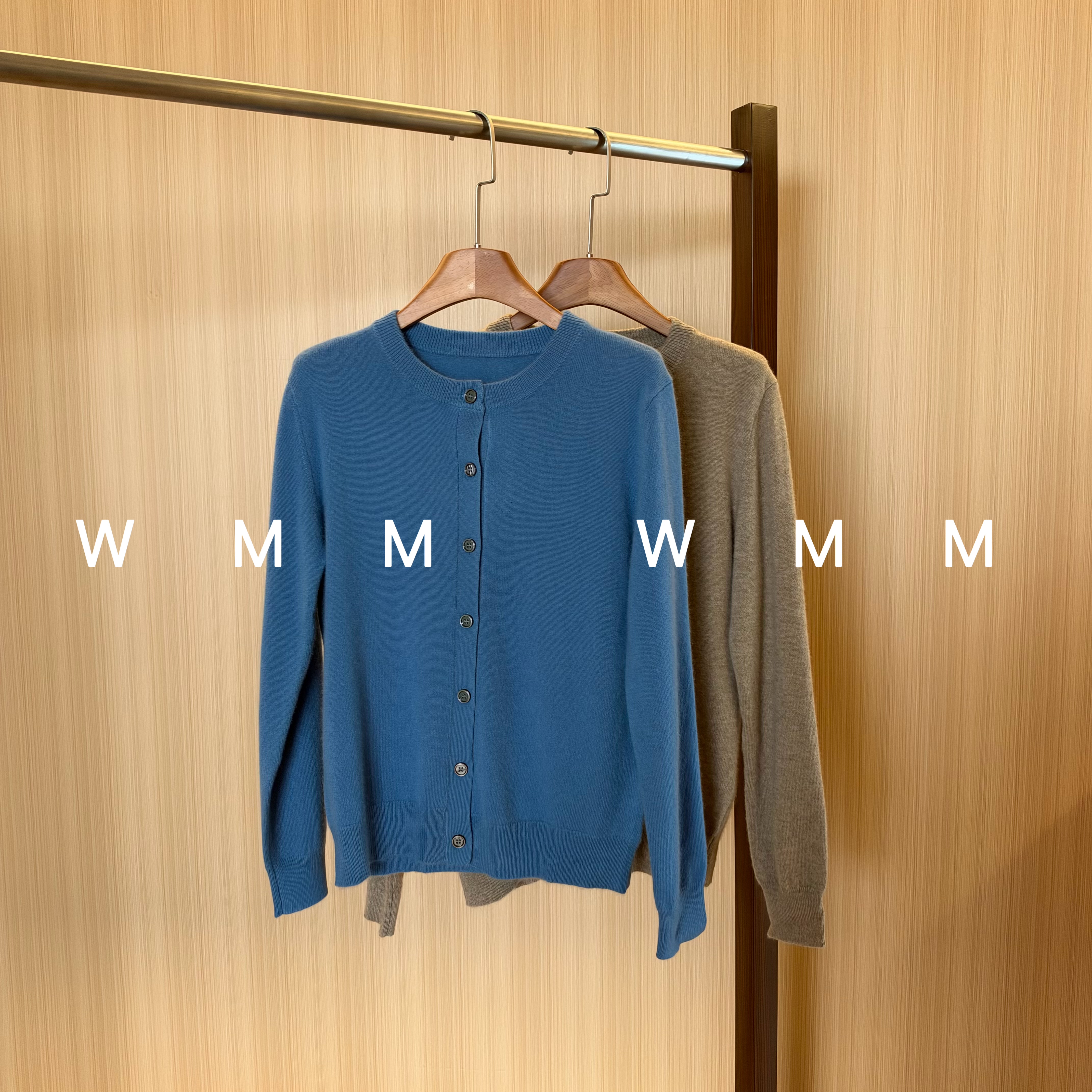 WMM山羊绒两色圆领针织开衫女新款休闲百搭时尚简约韩舒适气质