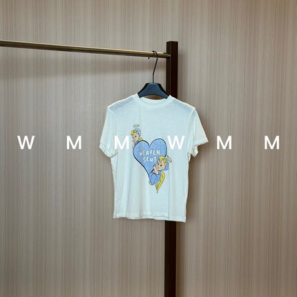 WMM有机棉爱心天使印花宽松圆领长袖T恤女新款百搭时尚舒适韩系