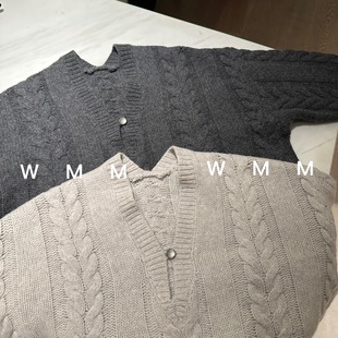 韩系气质轻奢 保暖显瘦时尚 WMM超绝V领麻花长袖 针织女毛衣秋冬新款