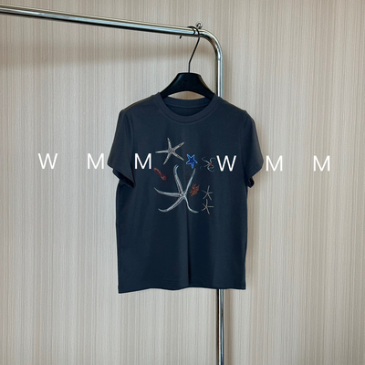 WMM立体海星图案圆领短袖T恤女士夏季新款百搭时尚休闲设计韩上衣