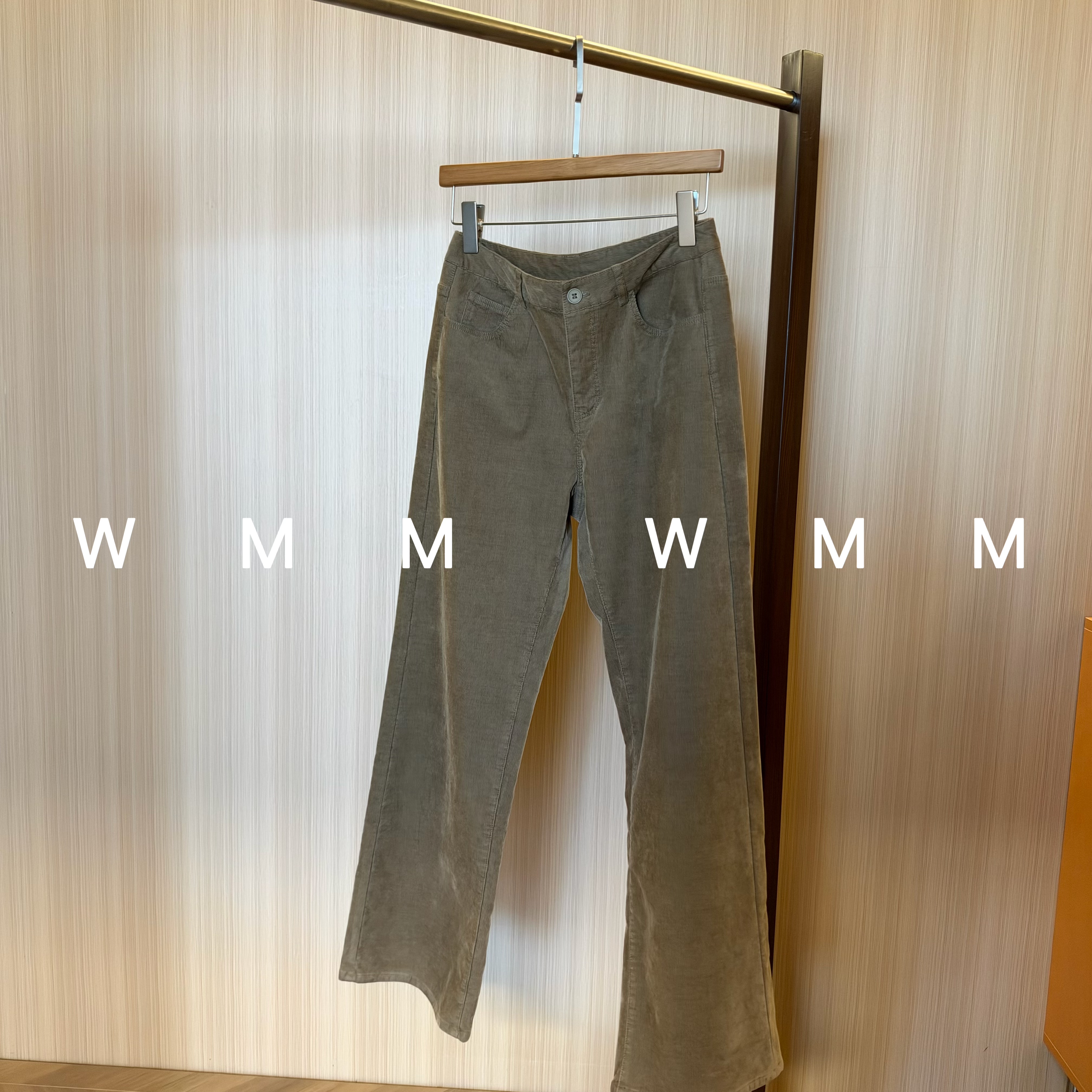 WMM卡其色灯芯绒休闲裤女新款休闲百搭时尚舒适显瘦简约直筒长裤2
