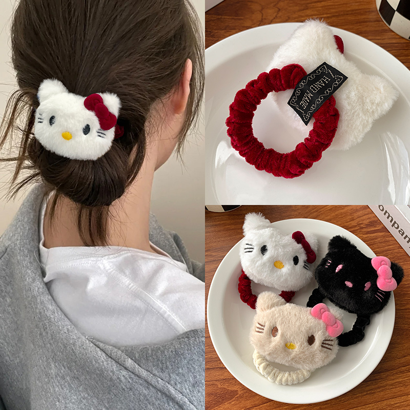 2024秋冬新款毛绒小猫发圈头绳