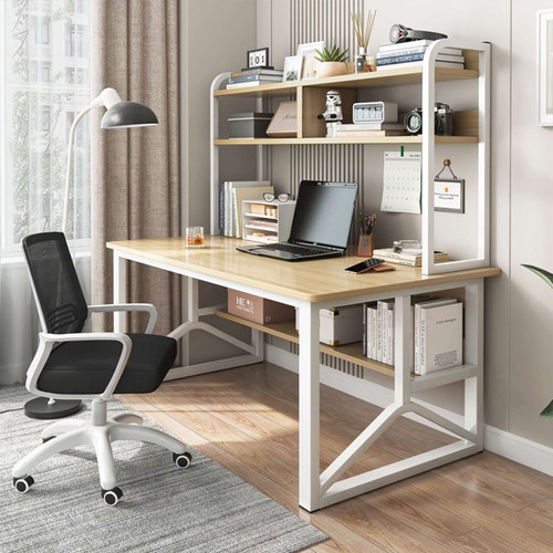 电脑桌台式书桌书架一体桌简约卧室学生学习写字桌子家用办公桌