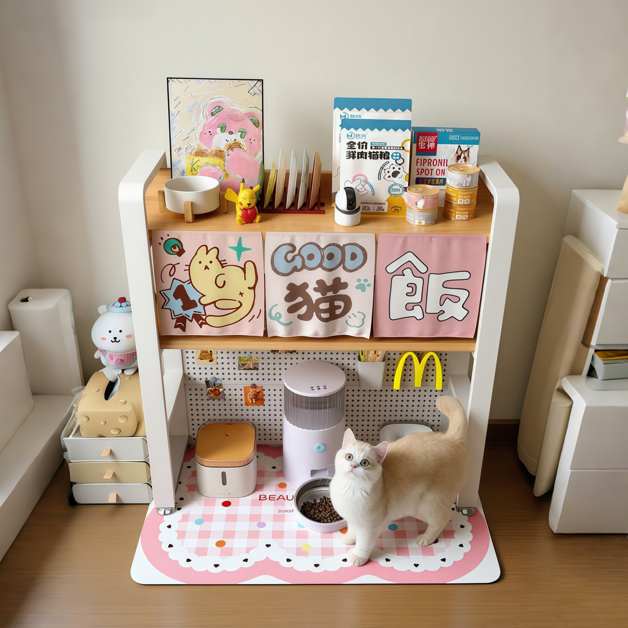 【特厚加粗】下空式猫咪食堂置物图片