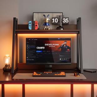 桌面置物架梯形学生书桌上多层收纳架子电竞房电脑桌分层铁艺书架