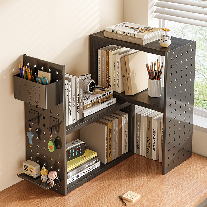 桌面书架可伸缩置物架立式洞洞板书桌收纳架子学生家用简易分层架