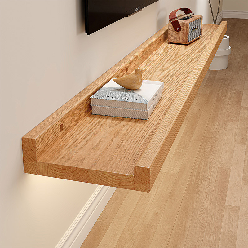 墙上置物架实木一字板木板电视背景墙架子收纳层架子挂墙面展示隔