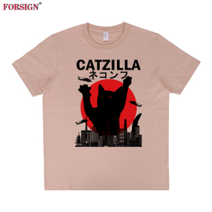 Catzilla猫斯拉卡通动漫Monster猫奴Cat日系哥斯拉短袖 T恤男女