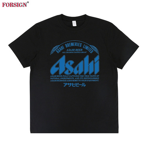 Asahi Beer朝日啤酒英文字母日系日文短袖T恤男女复古怀旧印花