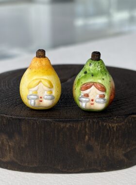 鹿角根付梨型哭娃DIY手链项链品配件文玩配饰盘珠配件项链厂家直