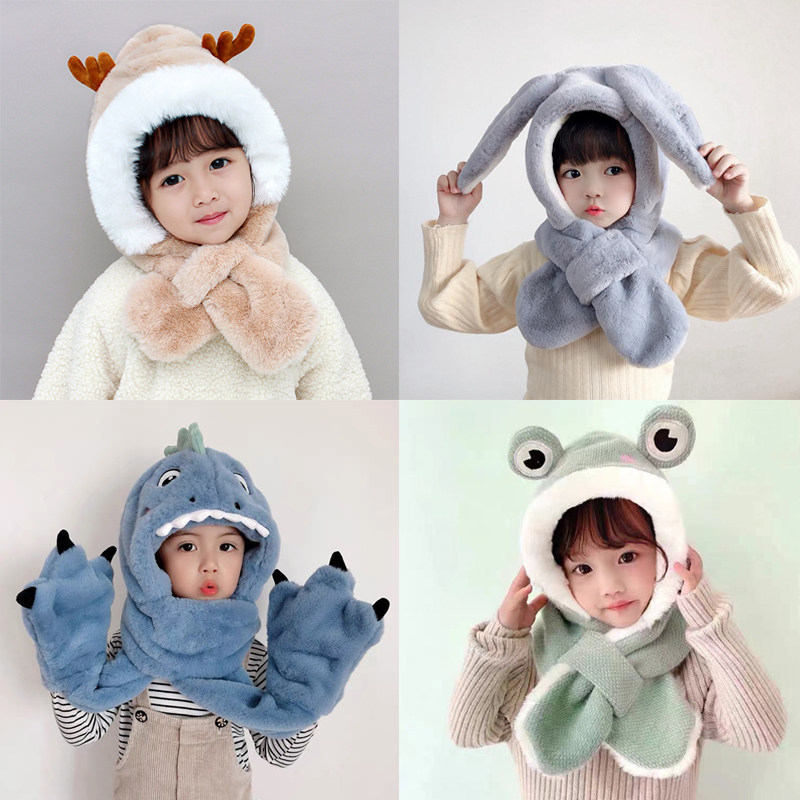 婴儿帽子围巾一体儿童冬季保暖男童护耳帽女宝宝可爱超萌卡通加绒|msdalam kategori Kanak-kanak/Bayi/Keluarga dipasang, Hat/Muffler/topeng/sarung tangan/alat penutup telinga/Jiaotao, Hat - dari Buy2taobao.com untuk memberikan perkhidmatan ejen Taobao profesional membeli