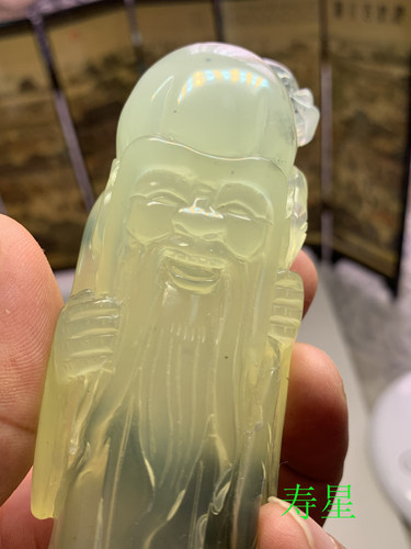岫玉寿星摆件岫玉水墨寿星 岫岩玉寿星摆件手把件