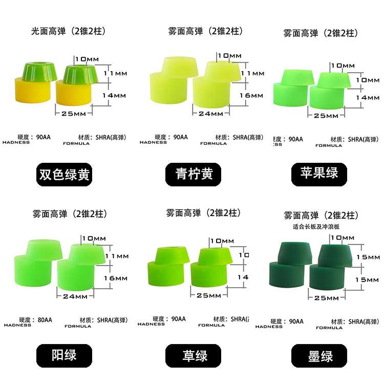 专业滑板BUSHINGS避震器双翘长板冲浪板桥PU软桥配件锥柱双柱高弹 运动/瑜伽/健身/球迷用品 滑板 原图主图