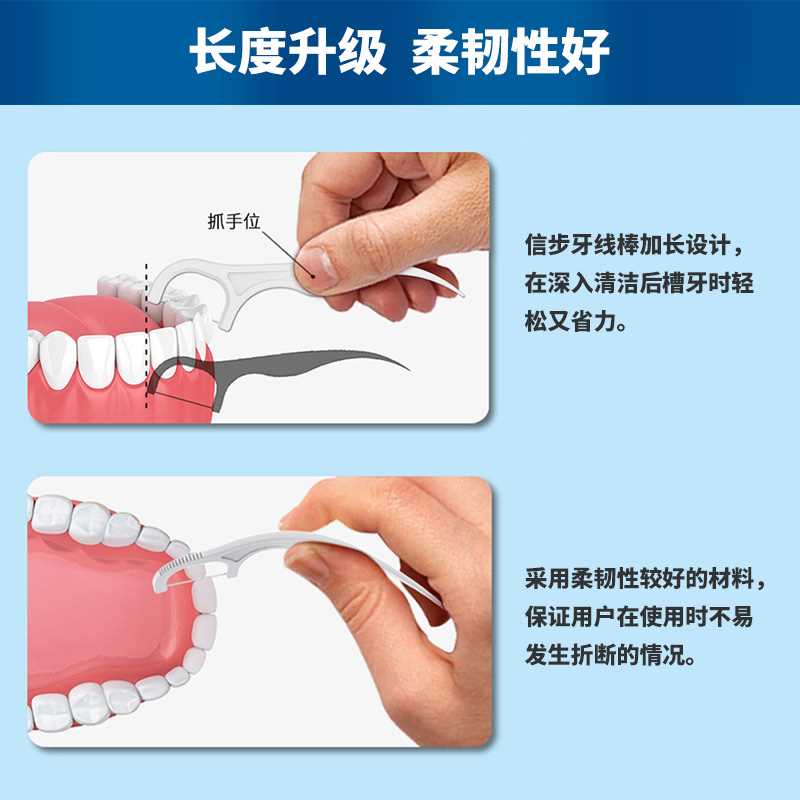 信步一次性牙线盒牙签加长弓形牙线棒家庭装超细牙线棒剔牙160支