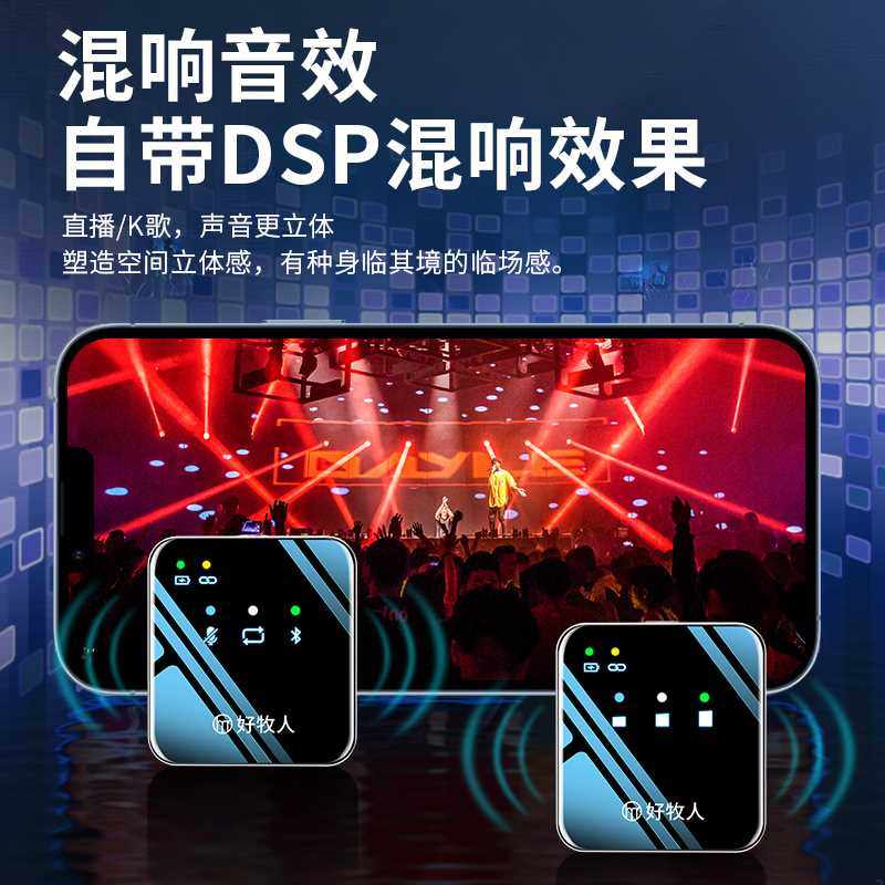 好牧人 v2-好牧人v2无线麦克风领夹式一拖二收音麦器主播直播声卡