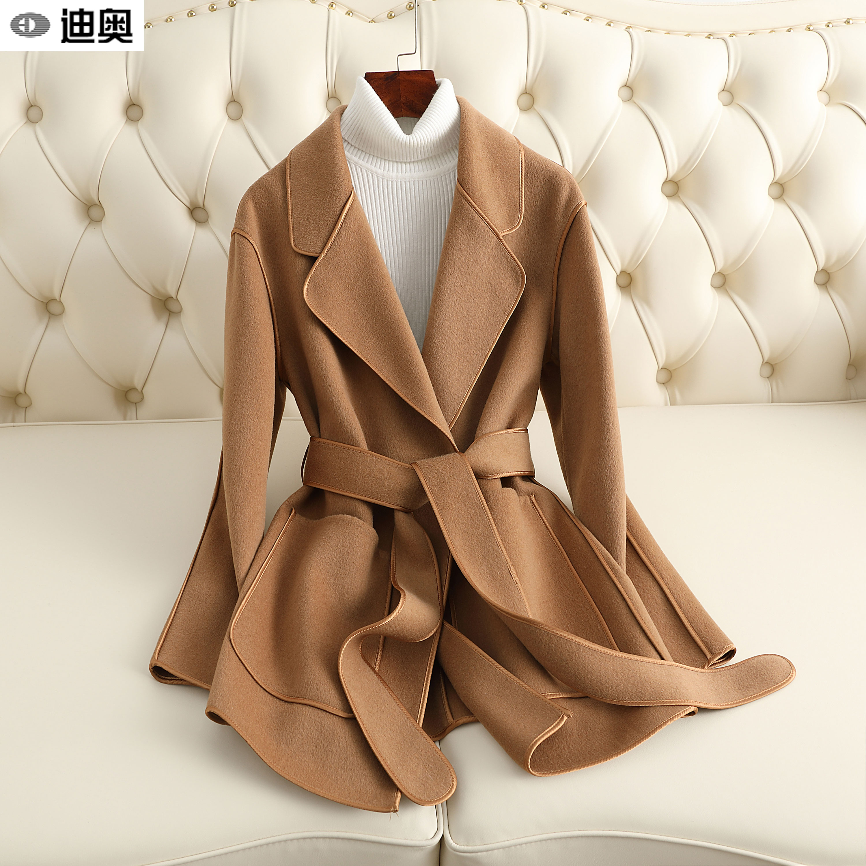 迪奥大牌高端羊毛双面呢子大衣女