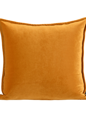 『莫兰迪』高端真丝绒天鹅绒深黄色抱枕方腰枕靠垫样板间客厅沙发