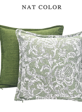『国风』高端民族风亚麻抱枕翠绿色丝光样板间设计师客厅沙发腰枕