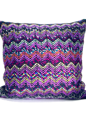 『波西米亚』波普紫色毛线M条纹混纺抱枕客厅沙发样板间腰枕靠垫