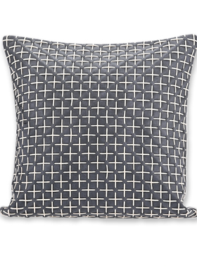 【轻奢】现代简约轻奢深灰色编织麂皮绒样板房客厅抱枕靠垫