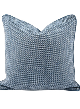 『侘寂风』高级粗麻天蓝色抱枕客厅沙发方枕套样板间腰枕酒店民宿