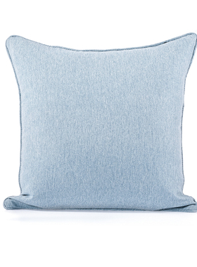 『Basic』高级天蓝色滚边纯棉抱枕纯色简约卧室床样板间酒店腰枕