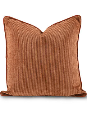 『晚霞』高端灯芯绒咖啡棕色抱枕橙色方枕样板间售楼处酒店民宿