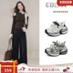 伊伴复古做旧脏脏老爹鞋 女2026春季 新款 EBLAN 厚底增高休闲运动鞋
