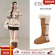 新款 EBLAN 伊伴长筒毛毛雪地靴女2025冬季 厚底皮带扣加绒加厚棉靴