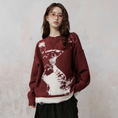 小众设计师奶呼呼软糯红色毛衣女慵懒风秋冬款 JfYanYan 摘星猫猫