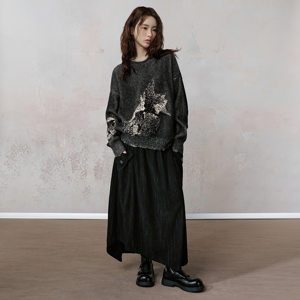 JfYanYan不规则中长款灯芯绒半裙