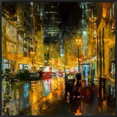 印象风景画欧式 饰画客厅玄关画二三联 建筑夜景上海油画现代简约装