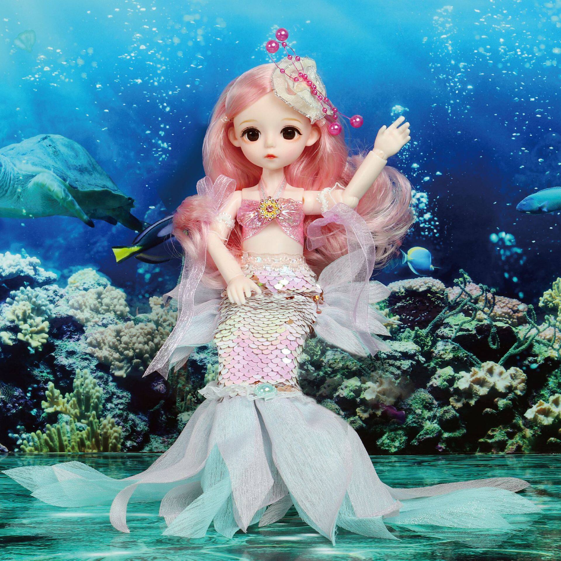 美人鱼玩具人鱼小公主玩偶仿真精致礼盒洋娃娃换装送女孩生日礼物