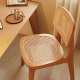 藤编椅子家用实木餐椅北欧饭厅吃饭餐桌椅原木休闲 书桌凳子靠背
