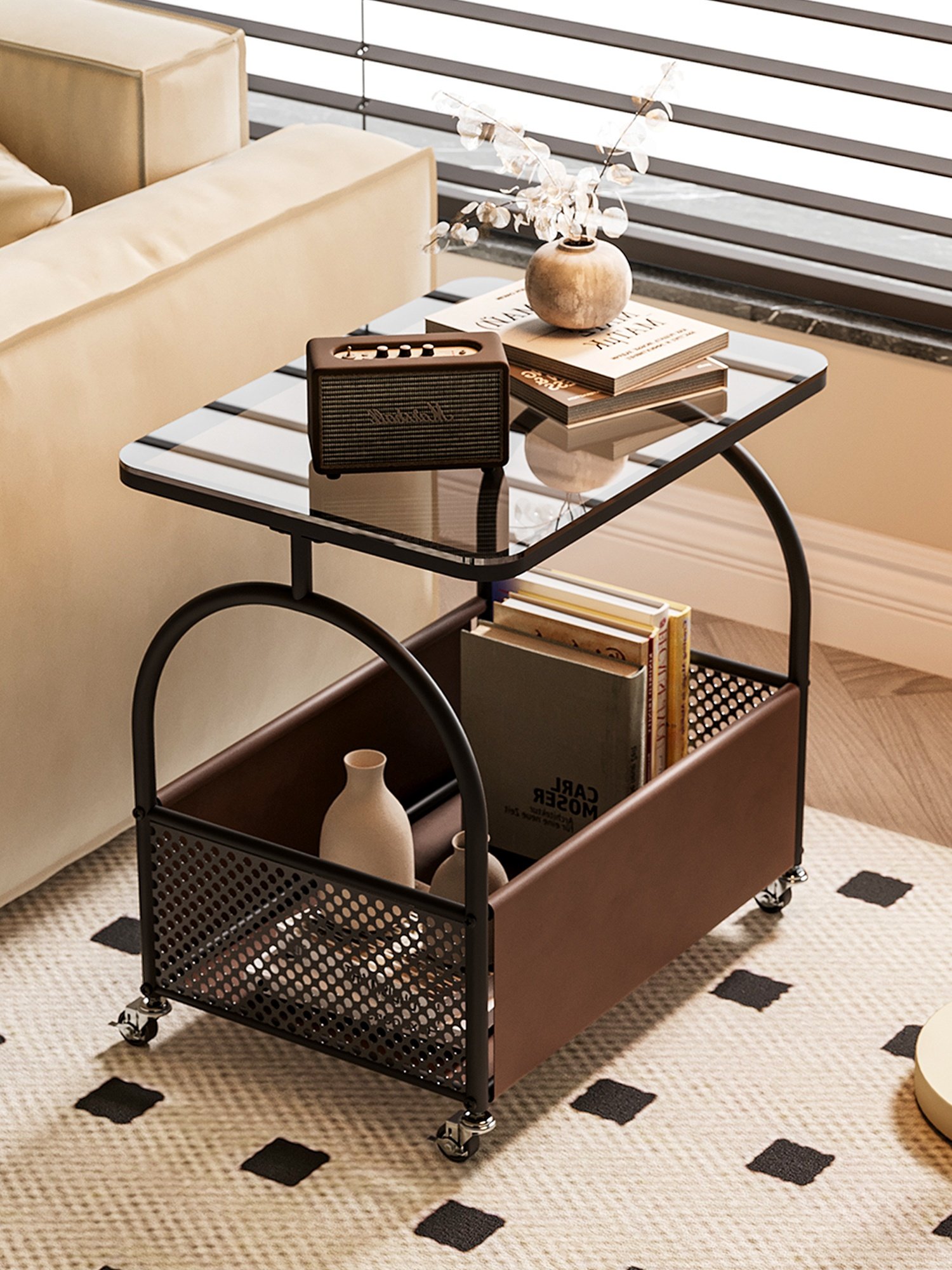 可移动茶几钢化玻璃沙发边几现代小桌子床头侧边边柜小户型小推车,3C数码配件,USB多功能数码宝,淘宝优惠券,粉丝福利购,淘宝优惠卷