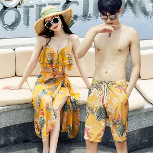 海边度假韩版 沙滩裤 情侣款 仙女短裤 男 泡温泉时尚 情侣泳衣2021新款