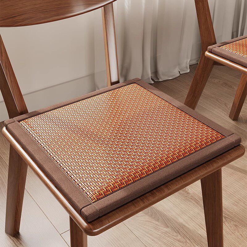 凉席坐垫椅子垫夏季透气藤编凳子垫中式实木茶餐桌椅垫办公椅座垫