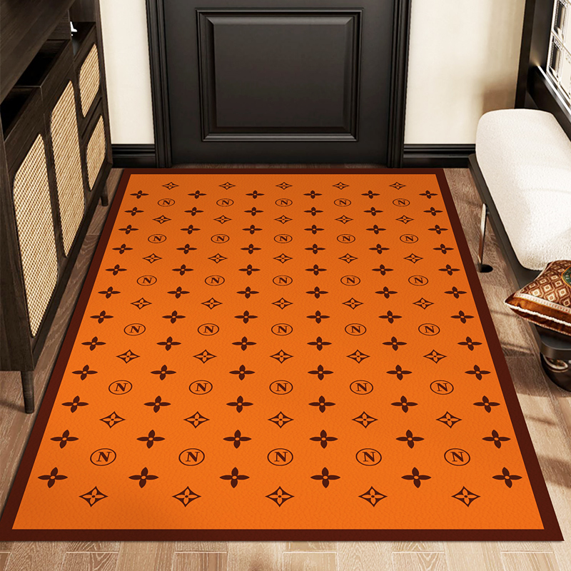 轻奢橙色入户门地垫PVC免洗脚垫