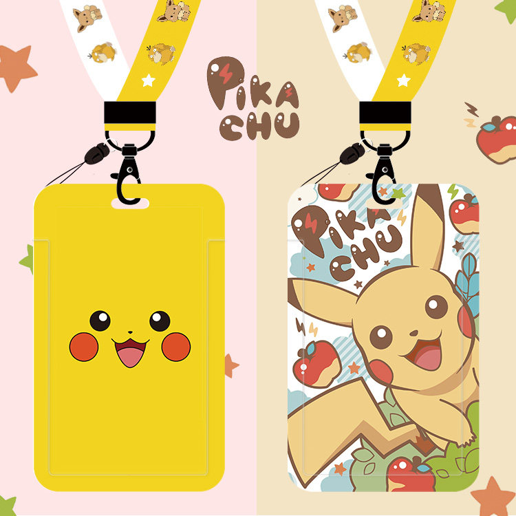 皮卡丘门禁卡套可爱少女卡通公交地铁学生校园饭卡硬壳挂绳胸卡套