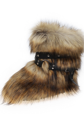 RED ICE毛绒流苏百搭彩色千禧y2k朋克亚文化拖鞋男女秋冬套脚拖鞋