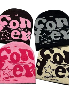 RED ICE帽子辣妹多巴胺字母彩色嘻哈亚文化小众街头针织帽子