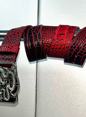 RED ICE PHC 龍年黑红鳄鱼皮盘龙亚文化腰带