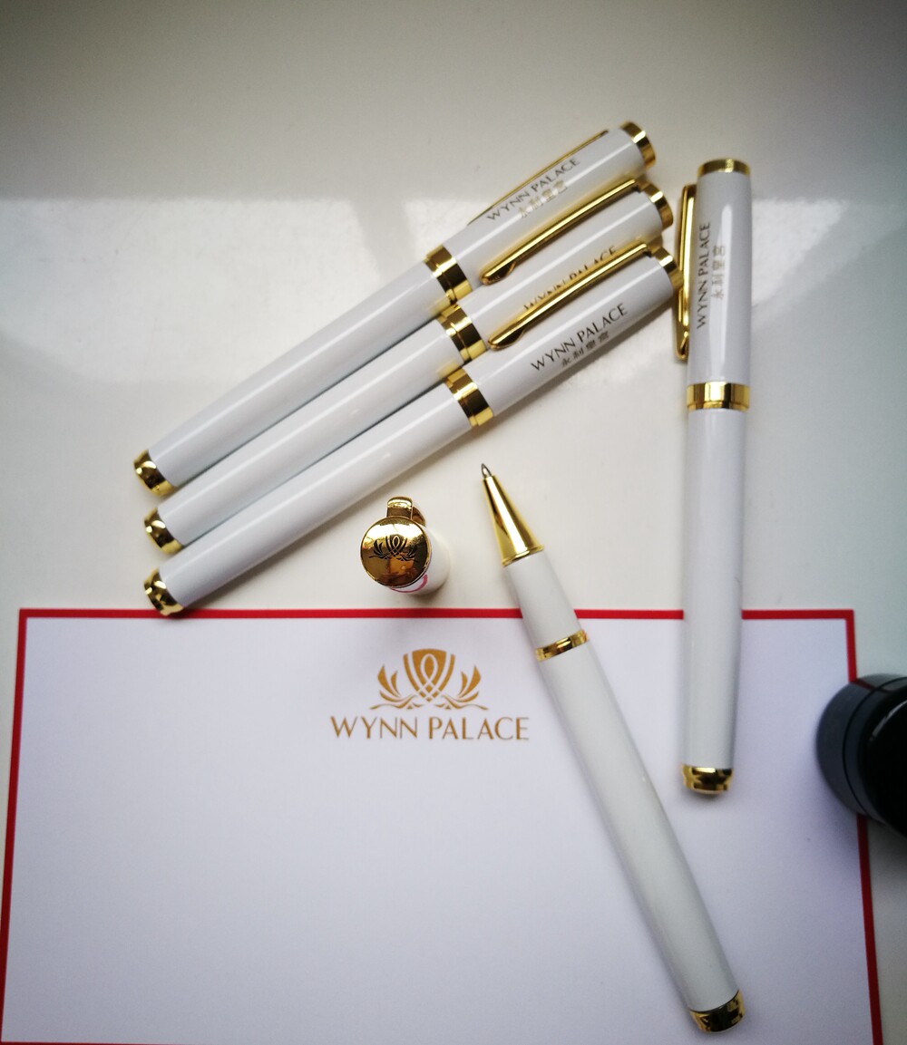 마카오 WYNN PALACE 호텔 스위트 고급스러운 금속 럭셔리 시그니처 펜 만년필 젤 펜 리필 교체 가능