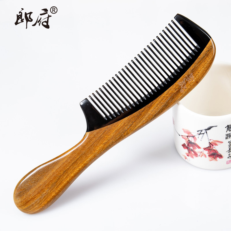 郎府绿檀木牛角梳长柄梳子薄款好入发顺发梳造型梳个人护理梳细齿,家庭/个人清洁工具,梳子/化妆梳/按摩梳,淘宝优惠券,粉丝福利购,淘宝优惠卷