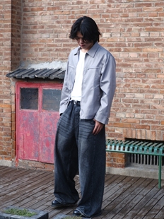 Satisfaction Jacket 23FW Cut 灰色金属切割夹克 Metal Yoki