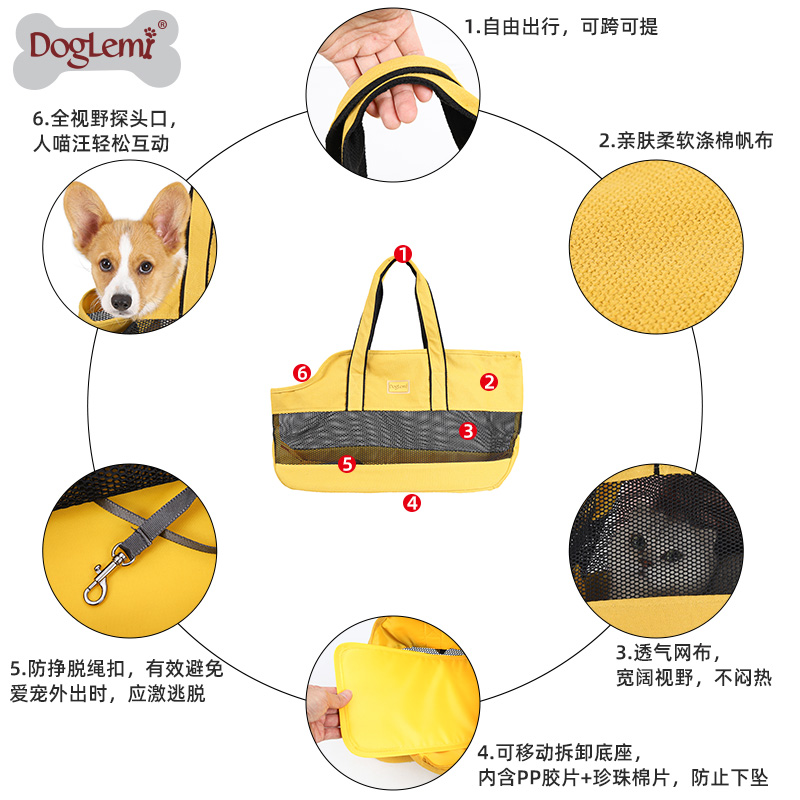 doglemi手提猫包狗包可露头小狗猫咪外出包泰迪便携包透气宠物包