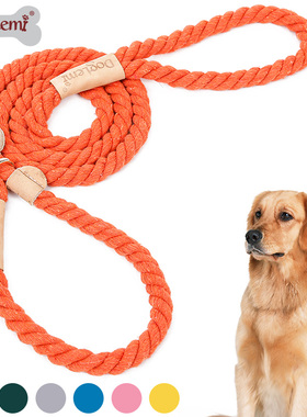 doglemi中大型犬防爆冲圆绳P链金毛棉绳项圈训练狗狗牵引绳遛狗链