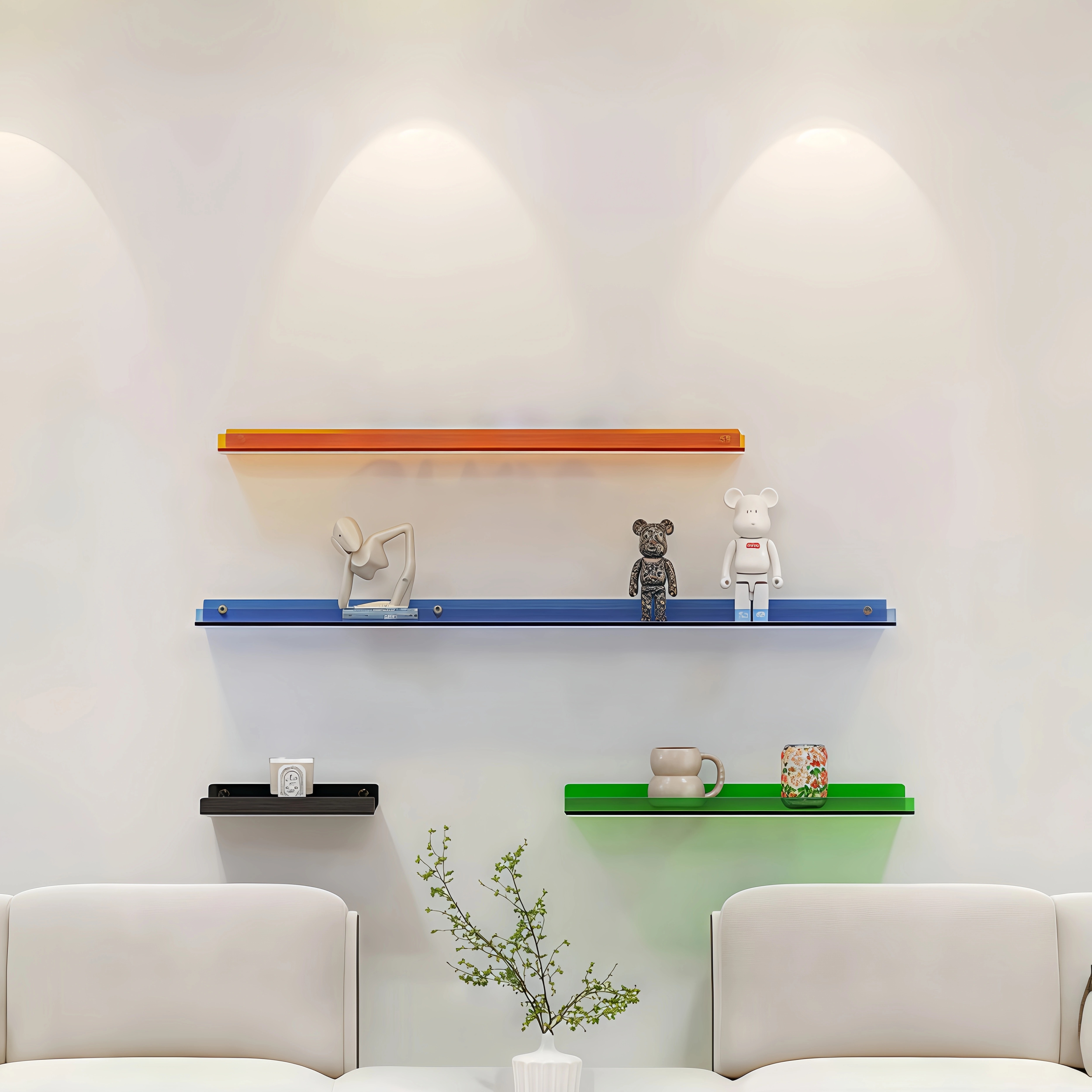 亚克力免打孔墙上置物架客厅浴室一字隔板展示架样品摆放架可定制